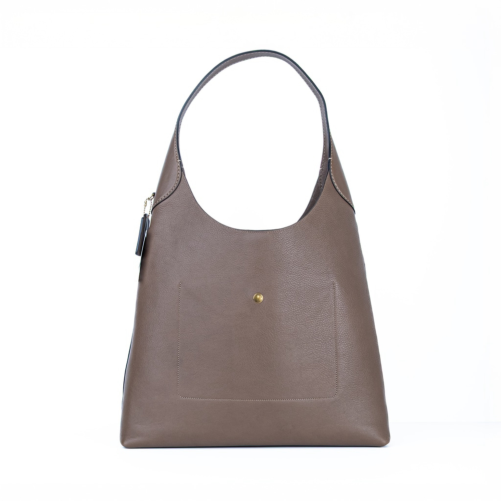 NWT COACH Brooklyn 39 Large Leather Shoulder Bag CU044 Dark Stone Tan $495 - Picture 2 of 11